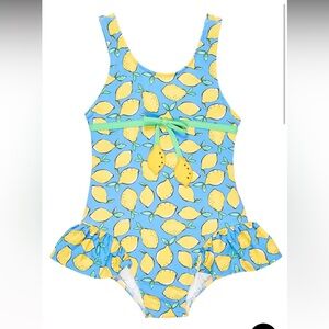 NWT Florence Eiseman blue lemon print one piece baby girl swimsuit 3-6 months